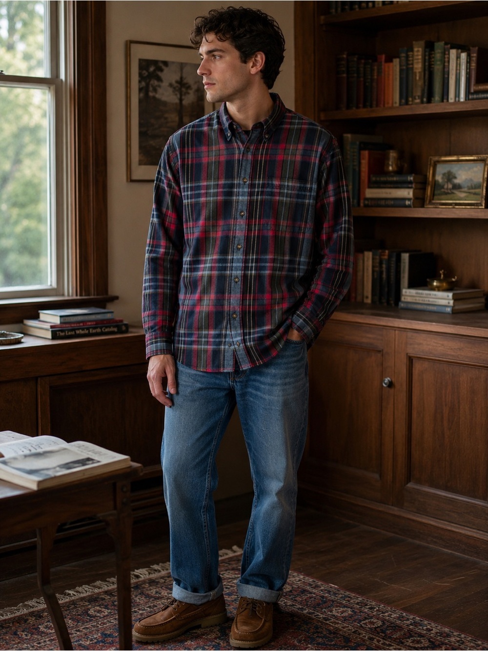 Viyella Plaid Wool Blend Flannel Shirt Traditional Fit Men M Cabine Academia